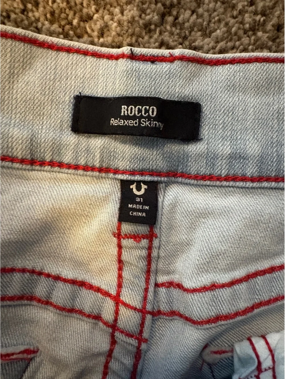True Religion Rocco Relaxed Skinny Jeans Size 31 Light Blue